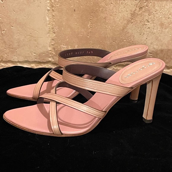 Sergio Rossi pink slide sandal heels